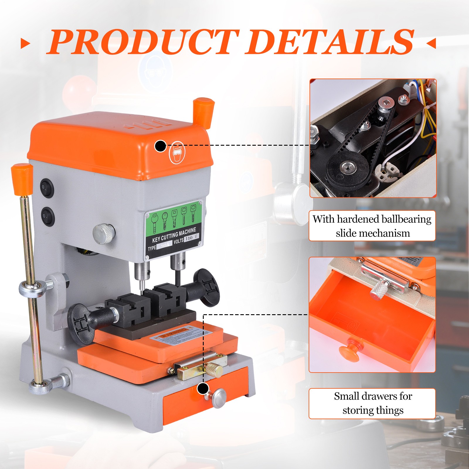 Key Copy Machine 110V, Vertical Duplicator for Precision Cutting Key, Locks&Car