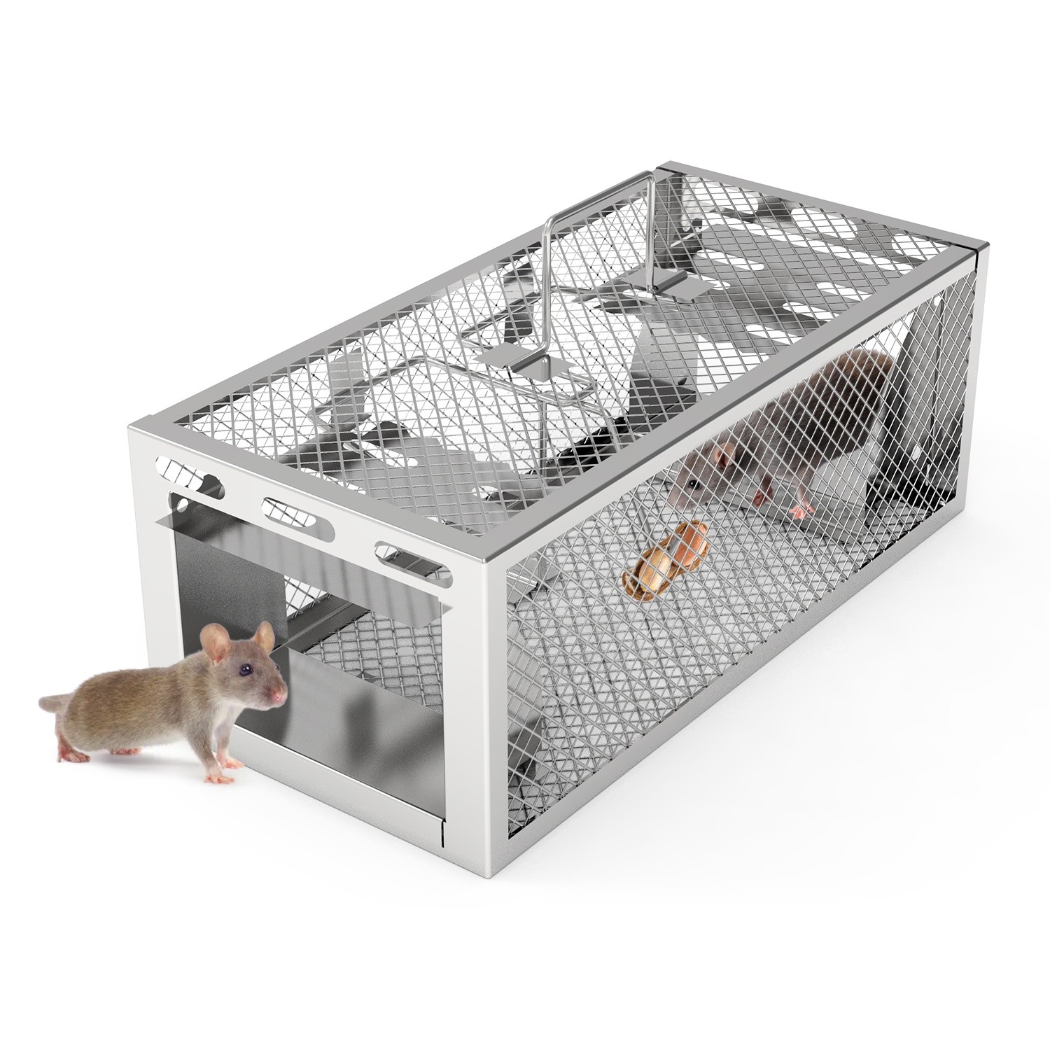 2Pcs 2-Door Humane Rat Trap Automatic Continuous Garden Mouse Trap Animal Cage