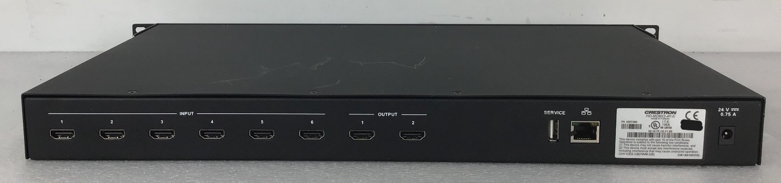 Crestron HD-MD6X2-4K-E 6x2 HDMI Switcher with power adapter and Rack mount
