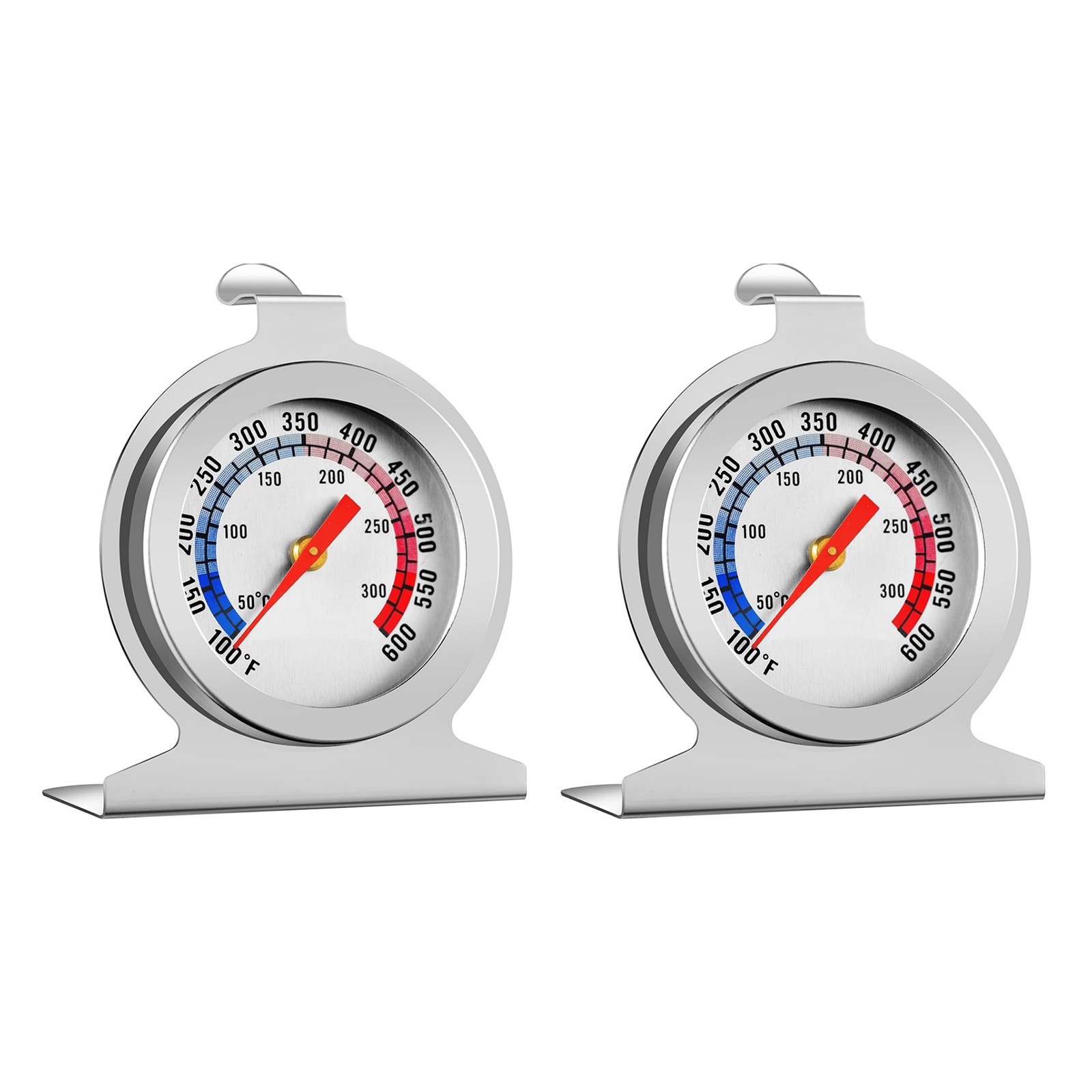 Oven Thermometer 50-300°C/100-600°F Stainless Steel Hang & Stand Temp Gauge