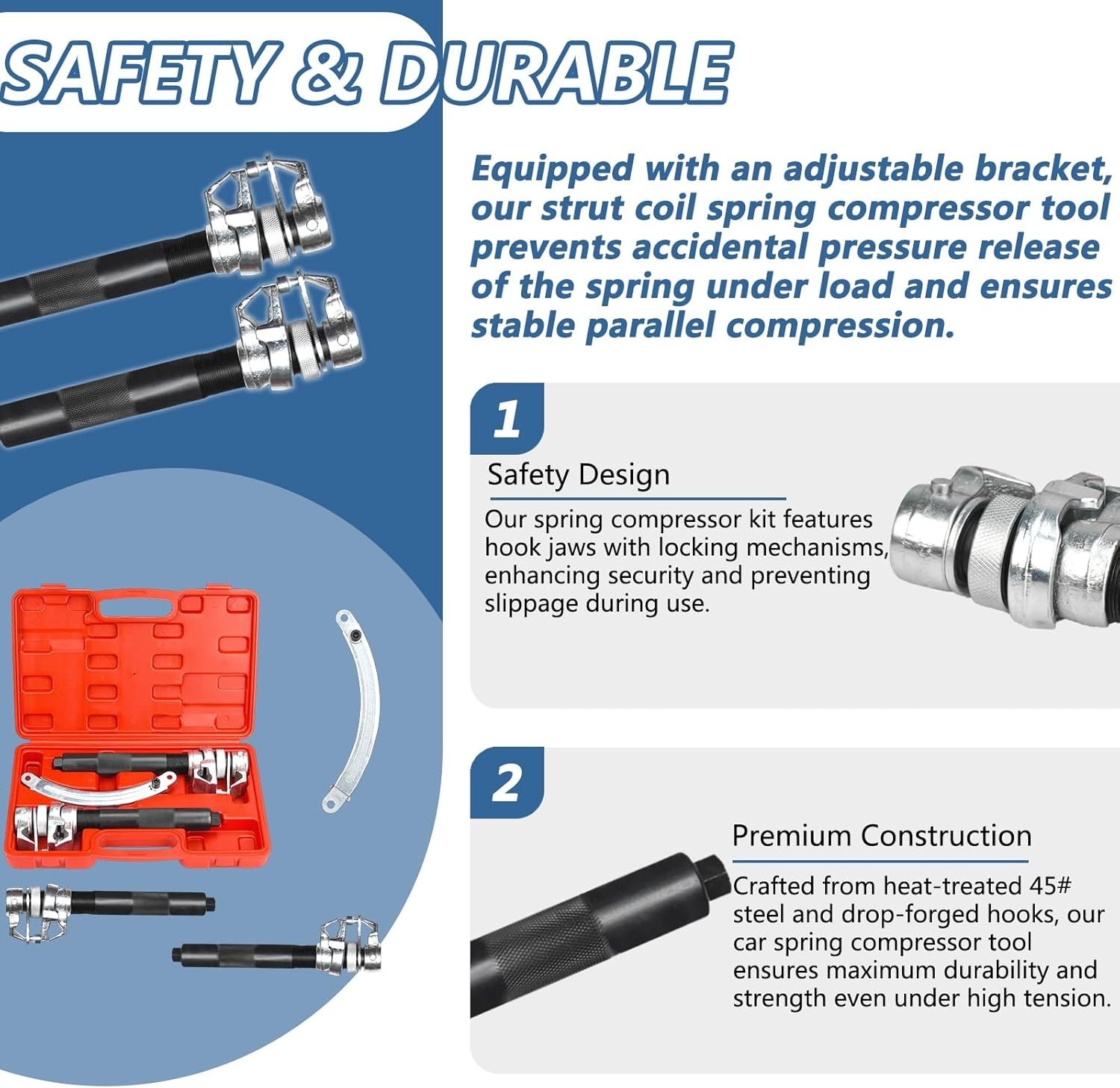 2pcs , Heavy Duty Macpherson Strut Spring Compressor Set with Safety Bracket ...