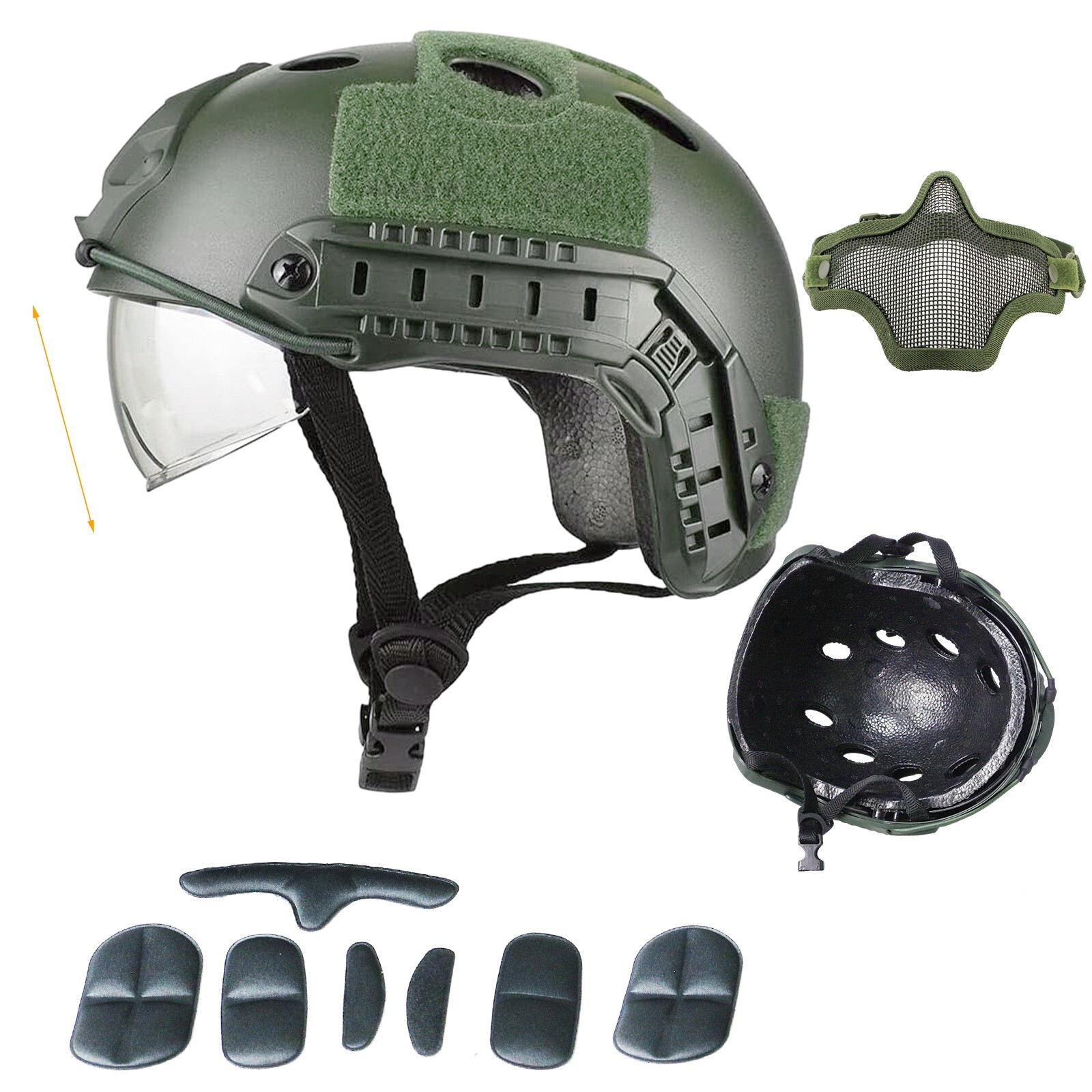 Military Tactical Airsoft Paintball SWAT Protective FAST Helmet W/Goggle + Mask