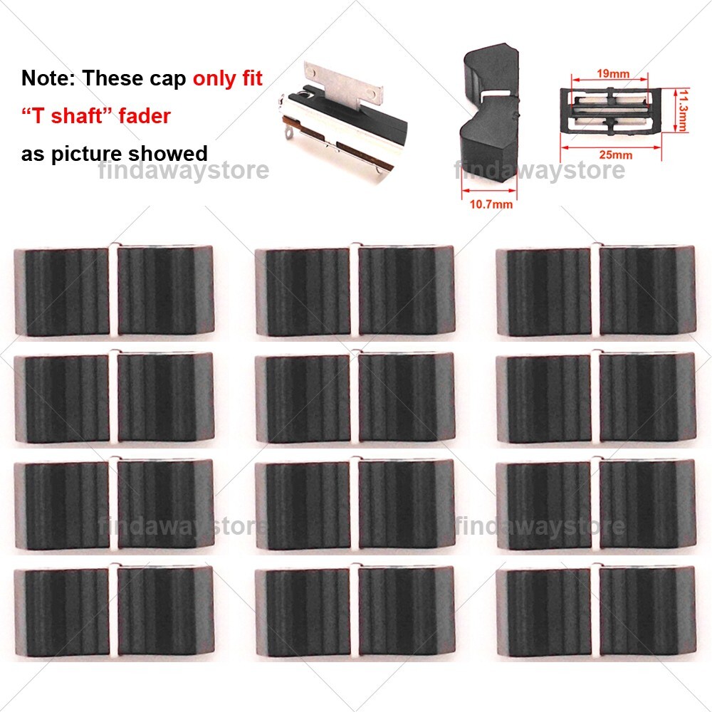 12pcs Straight Slide Fader Knob Cap for Soundcraft Si Expression 2 Mixer (Black)