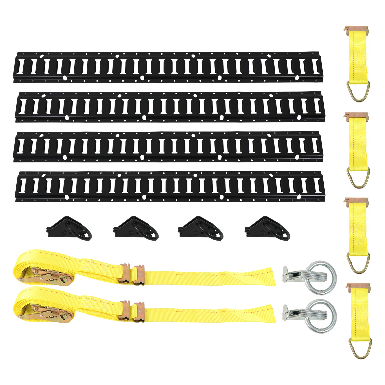 Labwork 4× 4' E Rails 4× O-Rings 4× D-Ring 2× Ratchet Straps 2 Heavy-duty O-ring