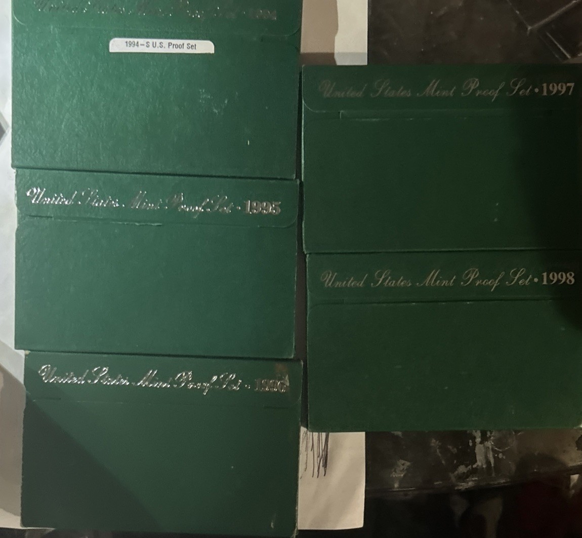 1996 US Proof Set S OF 5 years  1994-1998 San Francisco proof mints