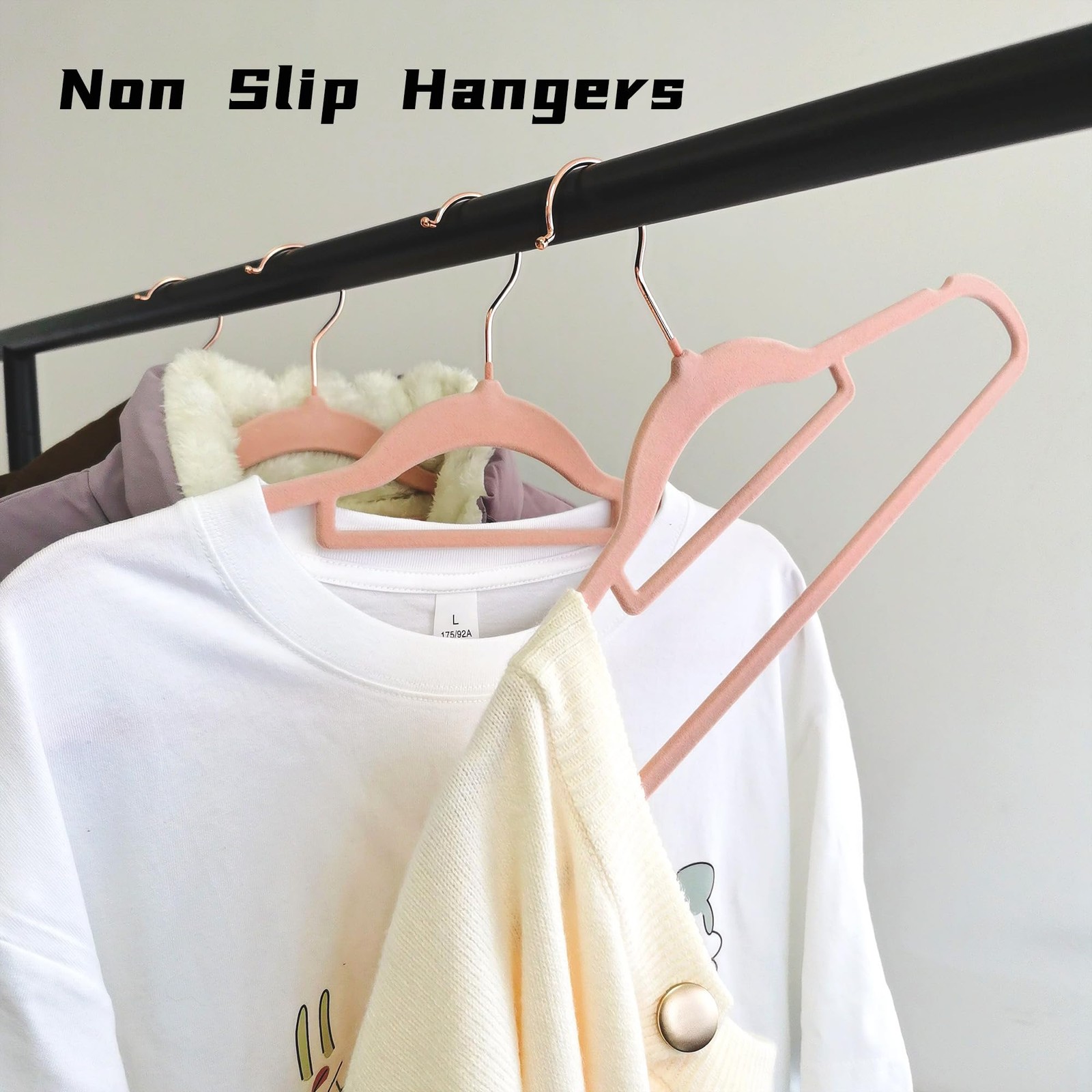 Pink Velvet Hangers 30 Pack - Rose Gold Hook, Space Saving Non-Slip Clothes H...