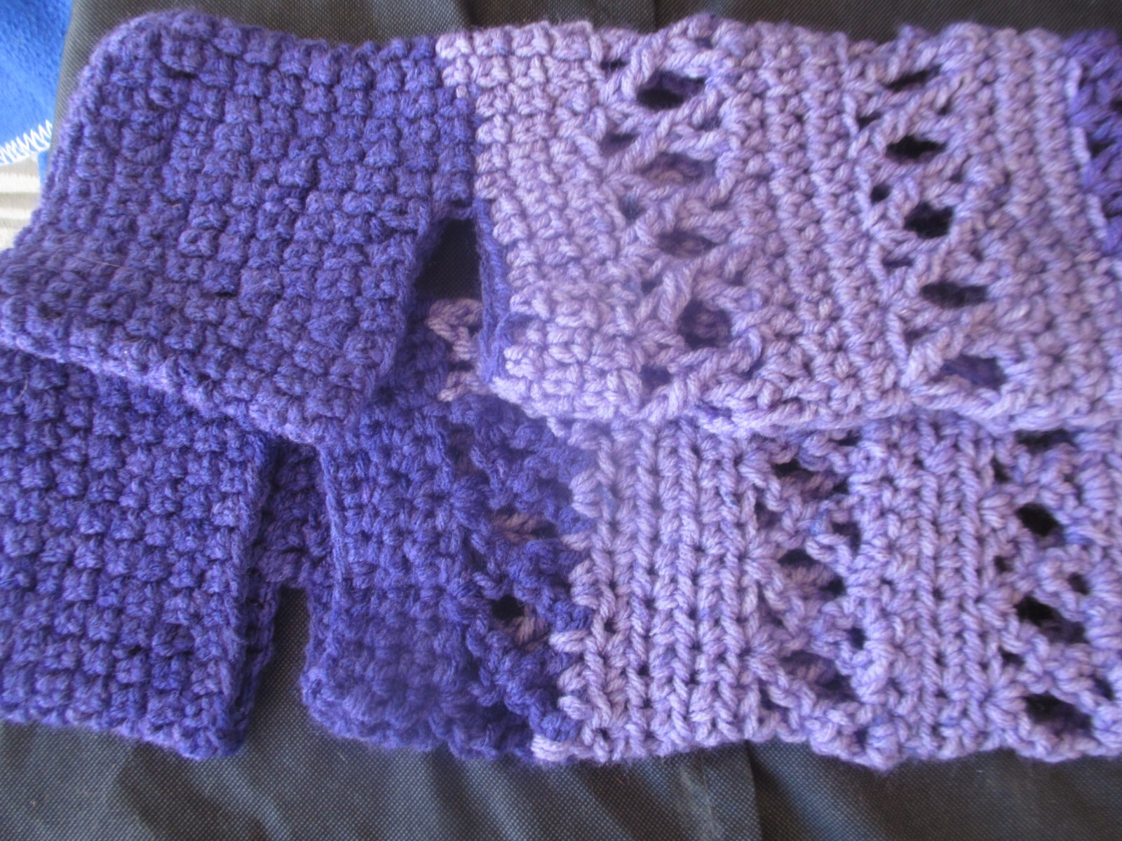 Crocheted Long Boot Warmers Shades of PURPLE & GREY Acrylic Teen/Adult Size