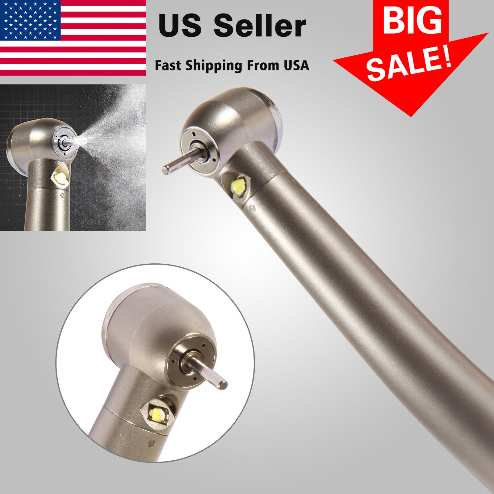 KAVO Style Dental LED Fiber Optic High Speed Handpiece 3 Spray 4 hole
