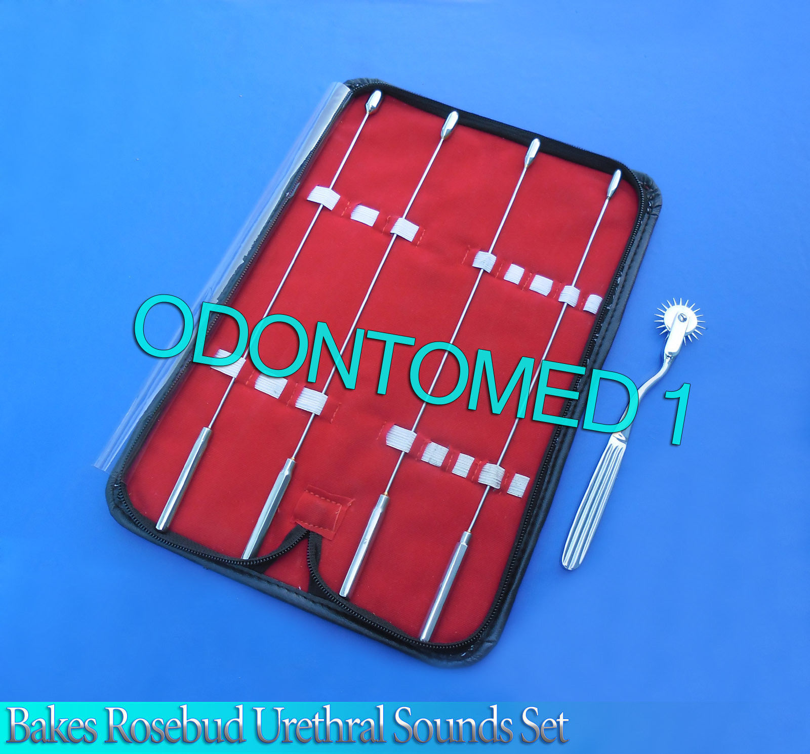 Bakes Rosebud Urethral Sounds 2mm,3mm,4mm,5mm SET+Pinwheel In Zipper Case