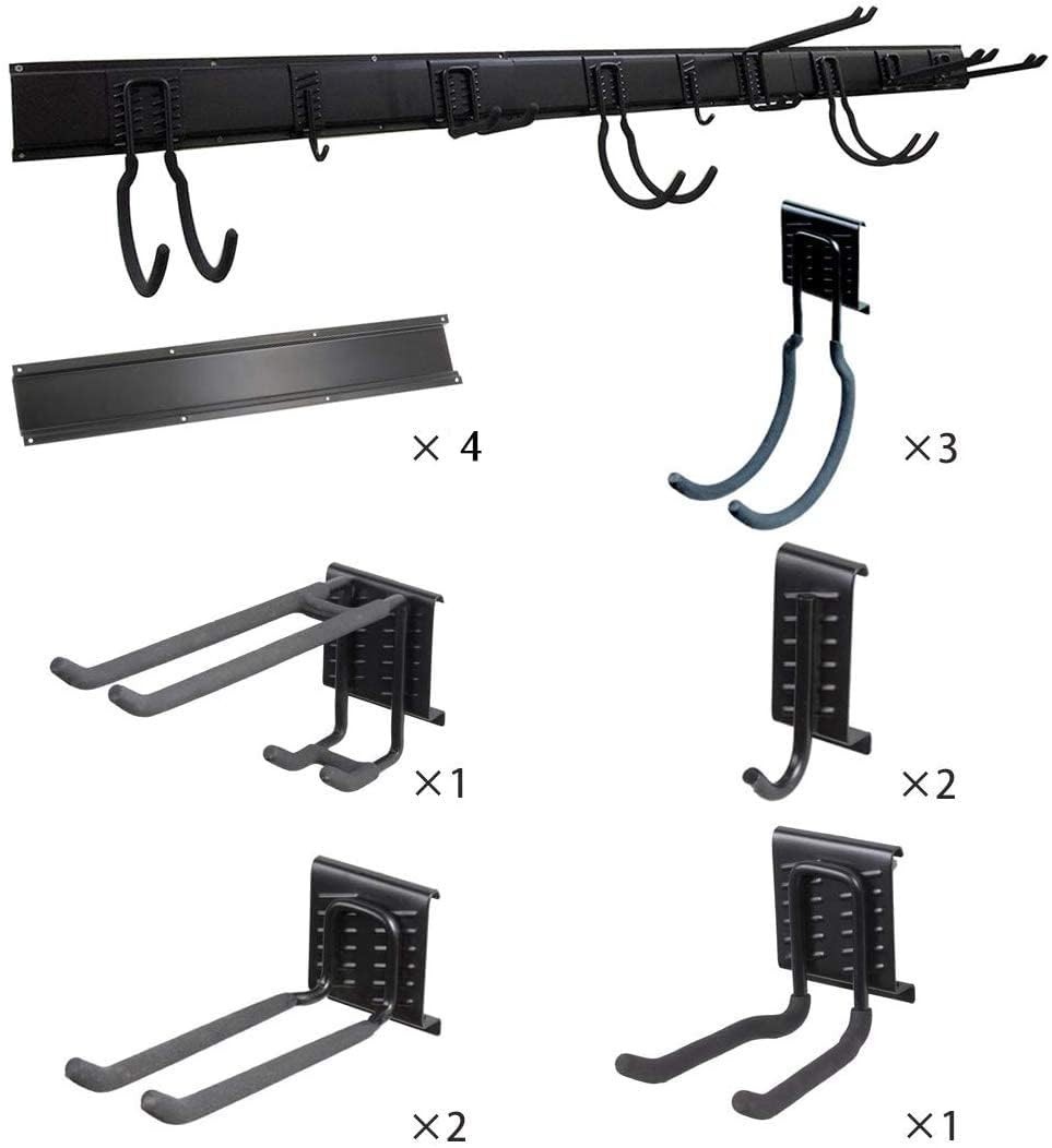 Adjustable Wall-Mounted Tool Storage Rack with 9 Hooks | Garden Organizer System