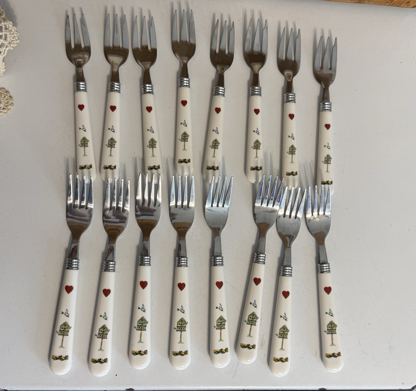 Thomson Pottery Birdhouse Pattern Set of 40 Flatware Service For 8