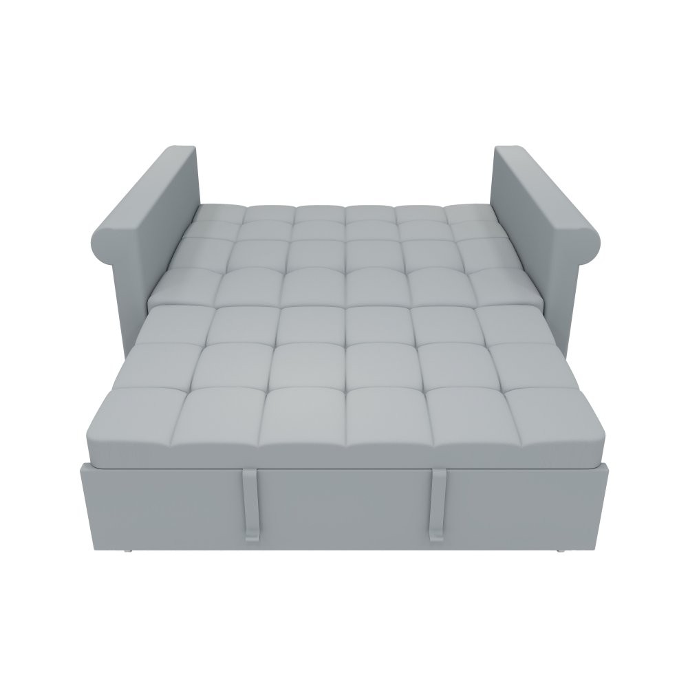 2-Seater Convertible Velvet Loveseat Gray Sofa Bed-Pull-Out,Side Pocket,Compact