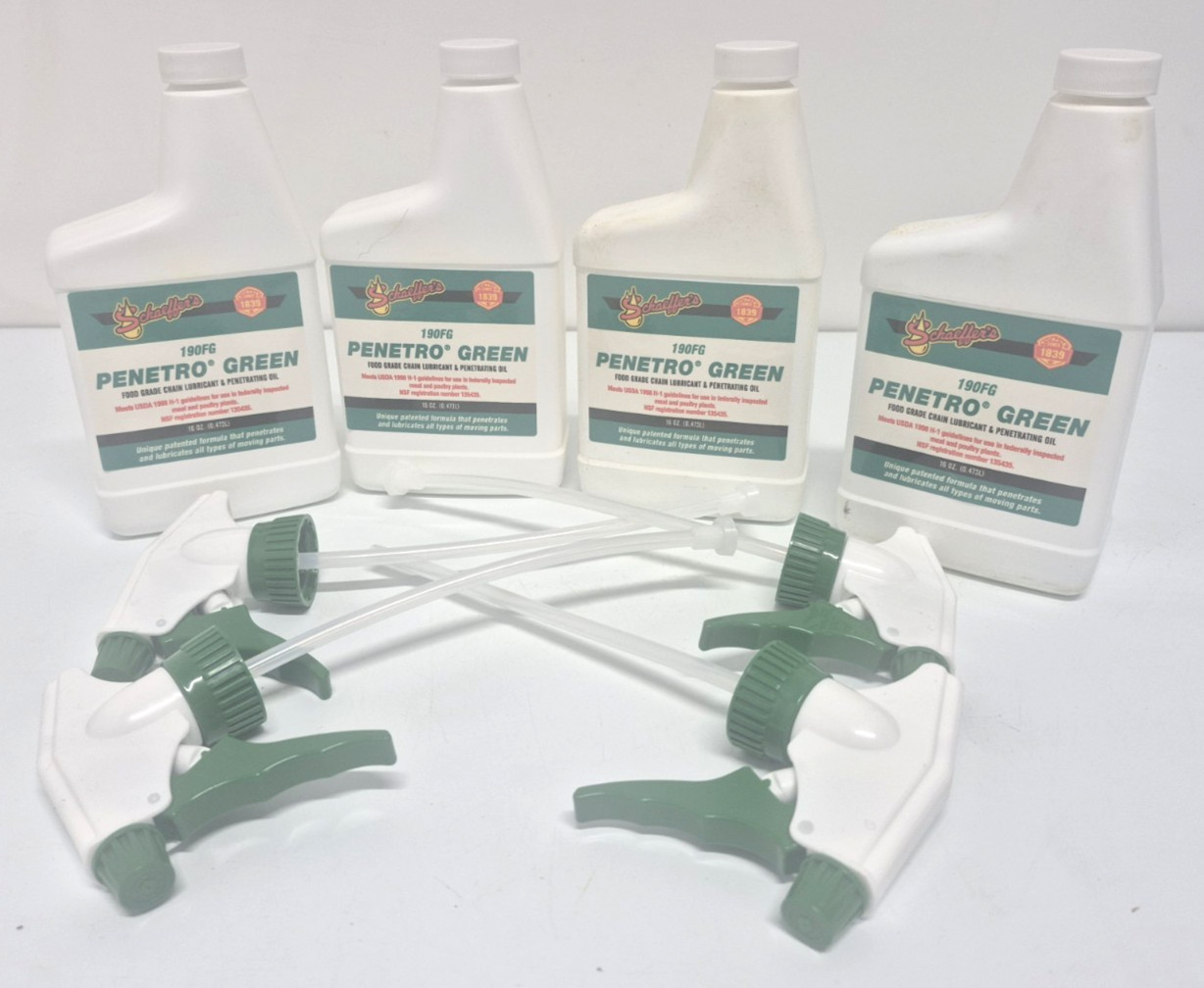 4 Schaeffer's 190FG Penetro Green Food Grade Chain Lubricant & Penetrating Oil