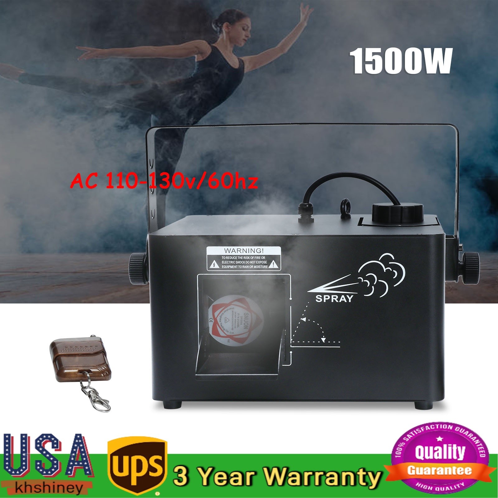 DMX 1500W Low Profile Hazer Haze Smoke Fog Machine Theater DJ Stage Effect & RC