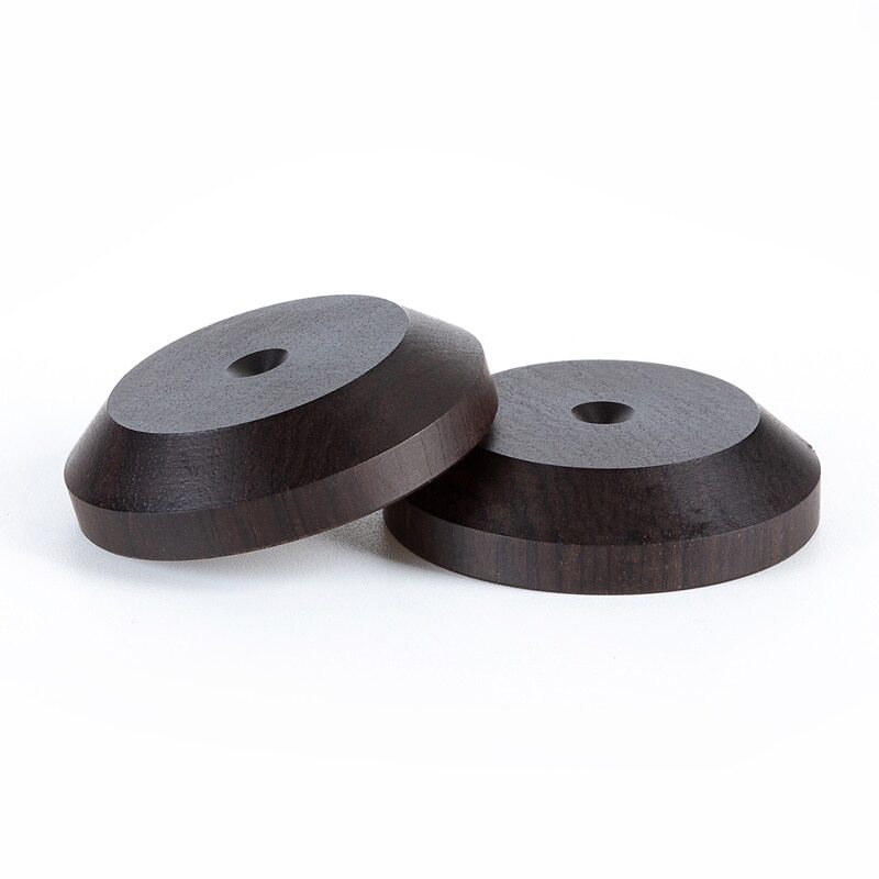 4pcs HIFI Audio Amp Speaker Spike Isolation Stand Feet Ebony Wooden Base Pads