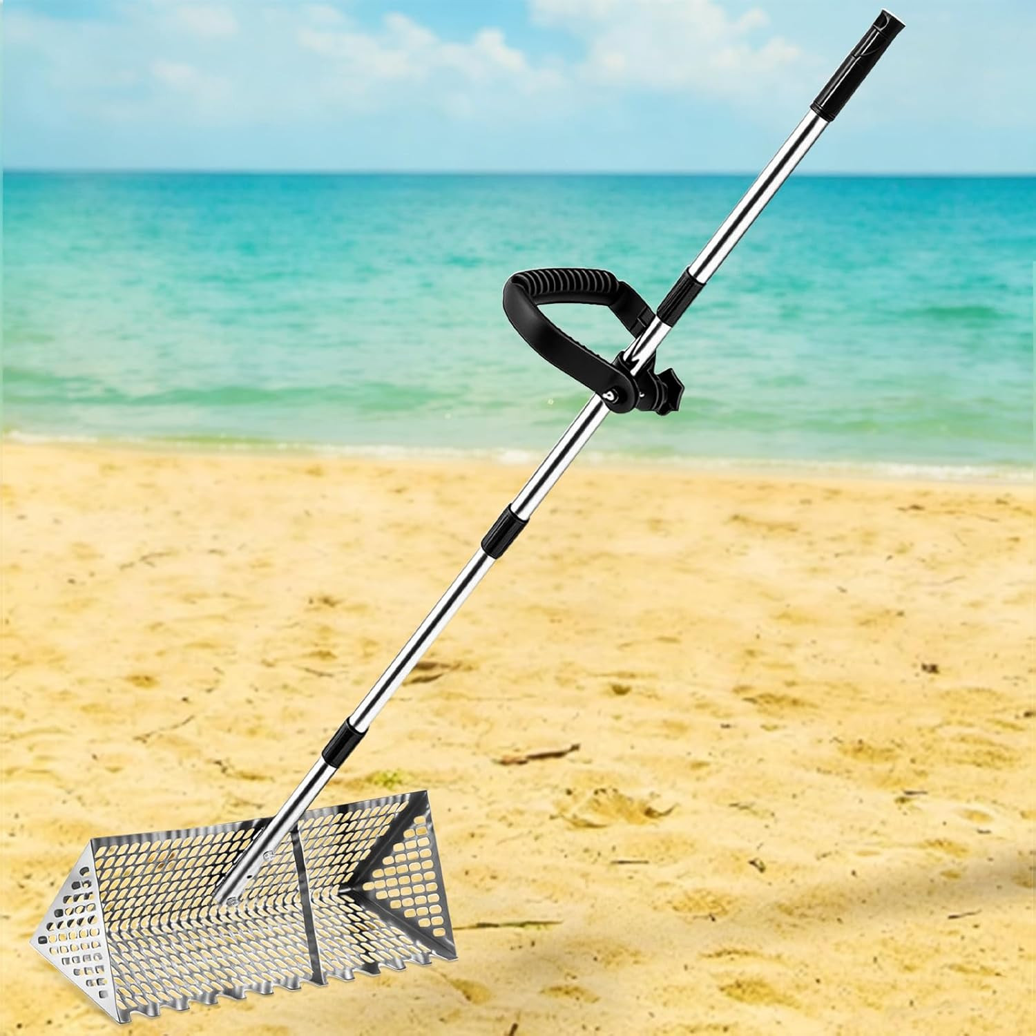 Sand Flea Rake, Beach Treasure Rake Stainless Steel – 16" Wide Stainless Steel S