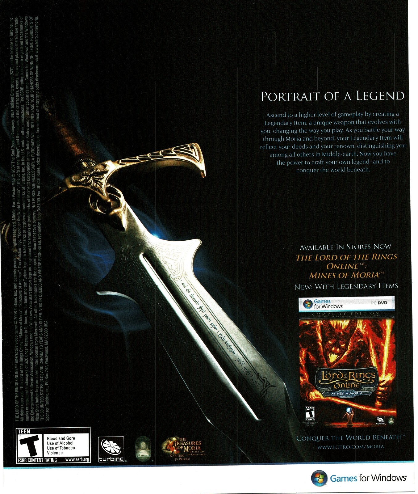 2009 Lord Of The Rings Online Mines Of Moria Video Game Vintage Print Ad