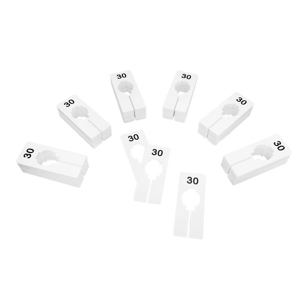 10 PC 2" x 5" Clothing Rack Size 30 Dividers Hangers White Plastic Rectangular