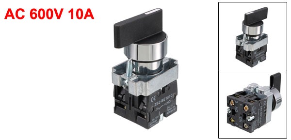 ZB2-BE101 21mm Panel Mount SPDT 2NO 3Position Rotary Selector Switch AC600V 10A