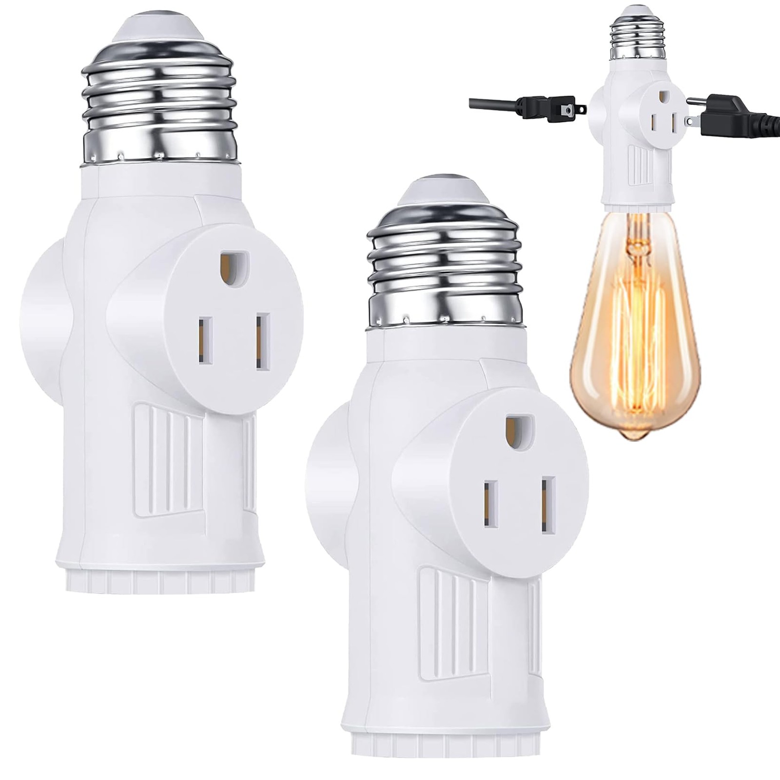 Sevici E26 Socket Adapter 2-Pack White 1.47"W x 3.78"H,