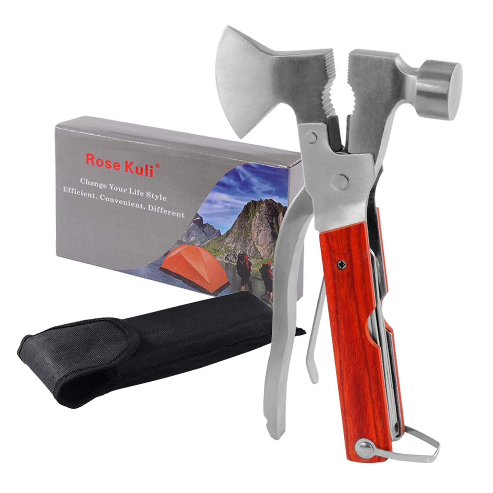 18-in-1 Multitool Camping Axe Hammer, Multi Tool with Plier, Knife