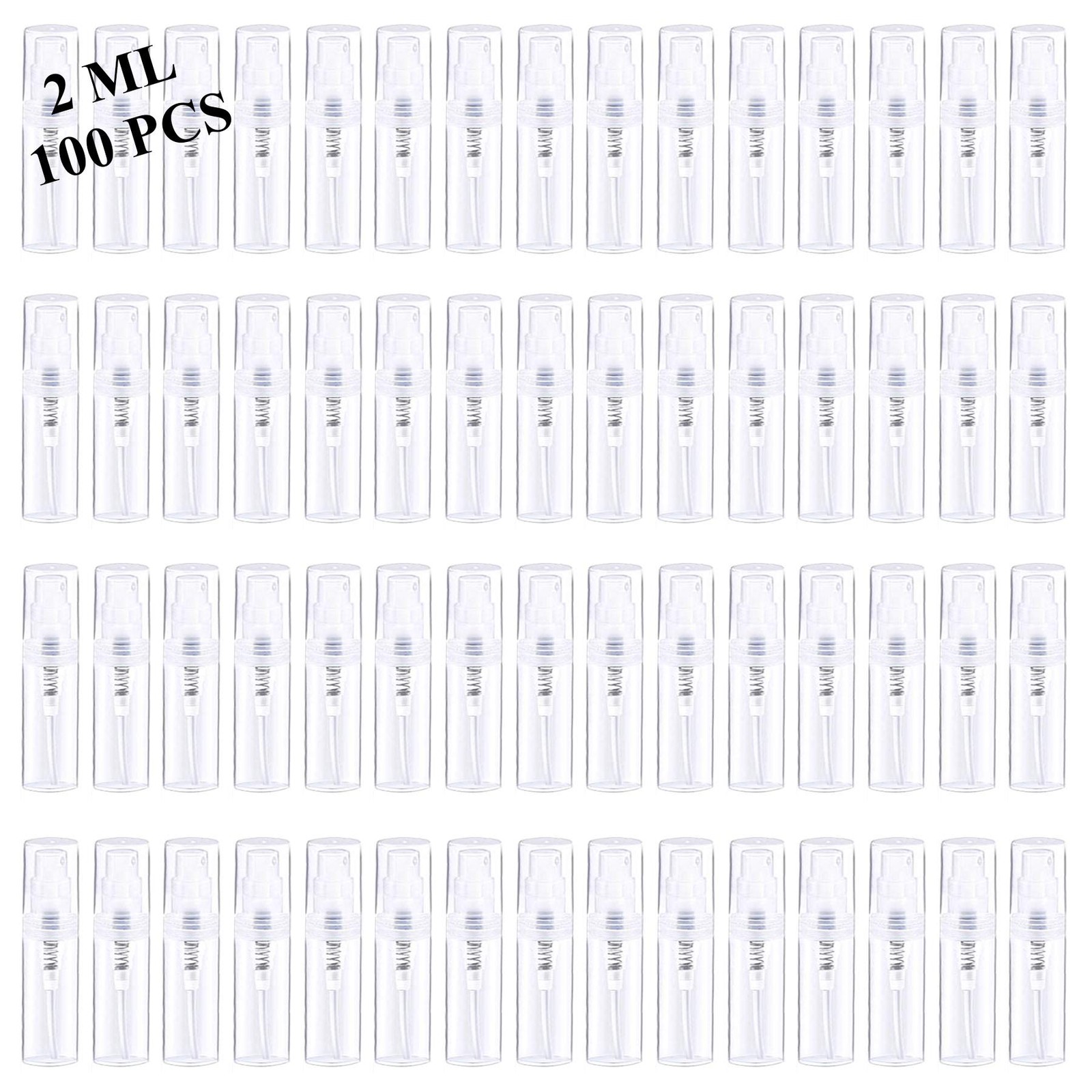Clear Mini Spray Plastic Empty Sample Bottle Containers Fine Mist 100 Pcs 2ML