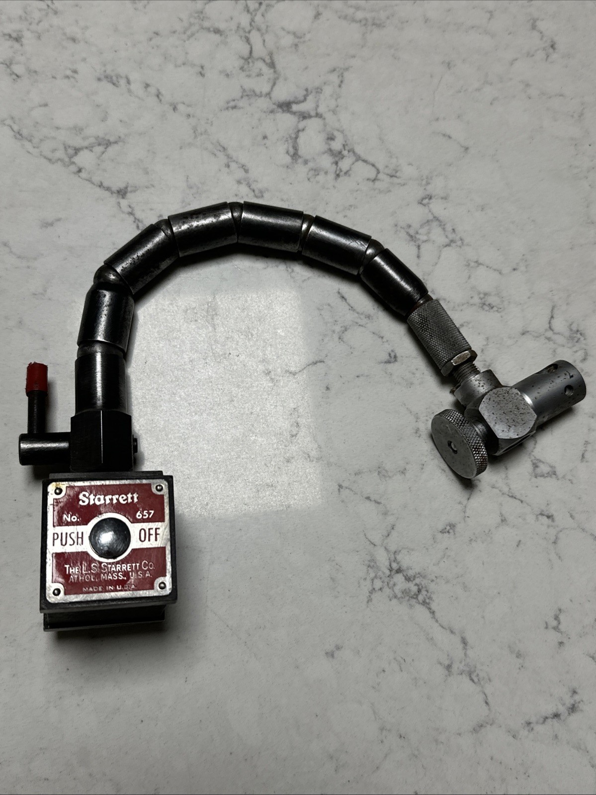 Starrett No. 657T Magnetic Base Flex-O-Post Indicator Holder USA Vintage
