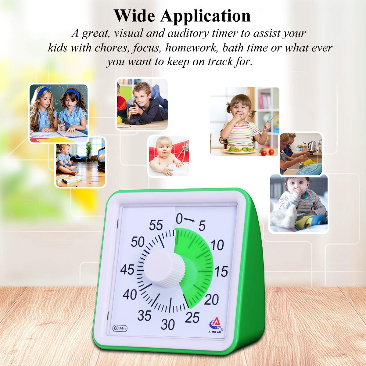 AIMILAR 60 Minute Visual Timer-Silent Timer Time Management Tool for Classroom