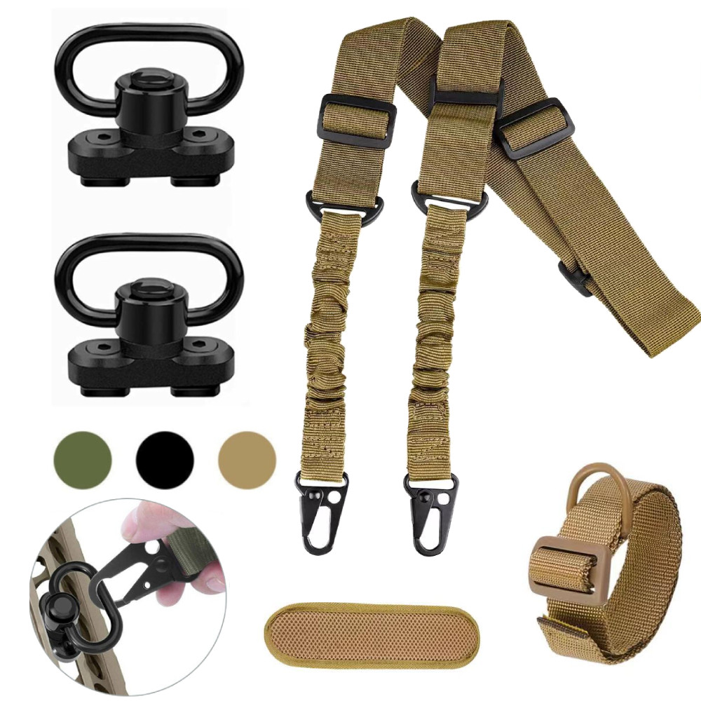 Tactical 2 Point Rifle Sling Adjustable Paracord Sling with MLOK Swivel & D Ring
