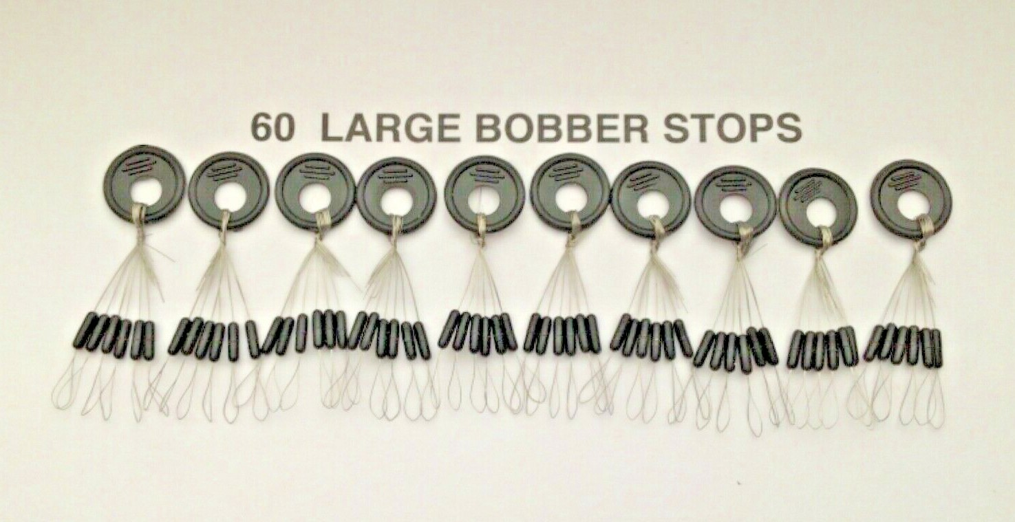BOBBER STOPPERS ( BLACK 60 PCS 10 RINGS) SIZE LARGE col. stops, running out fast