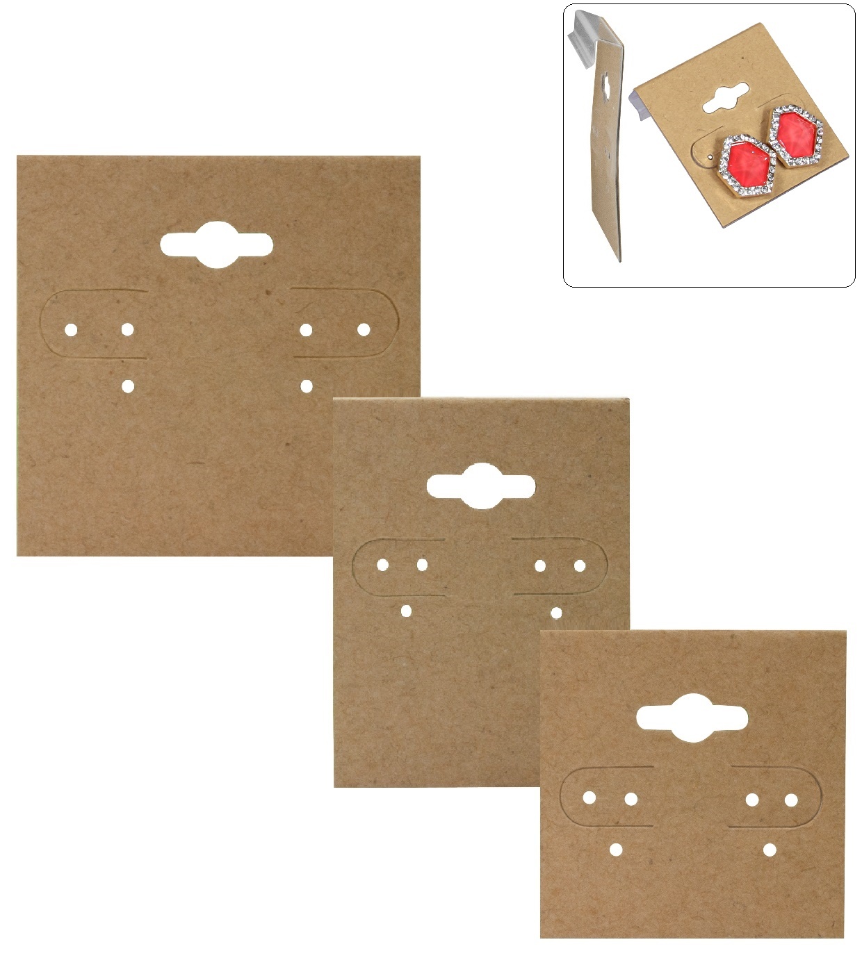 100Pc Kraft Earring Cards Hanging Earring Cards Kraft Paper Covered Plastic Card