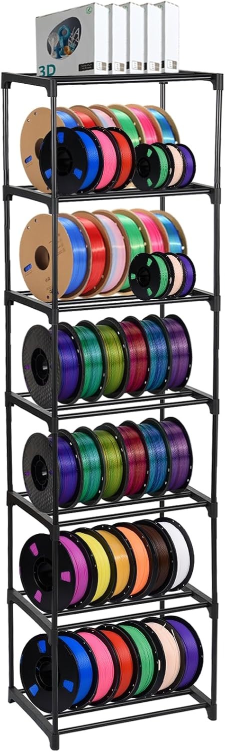 7-Tier Modular 3D Printer Filament Storage Rack 16.5" x 12" x 80.7" Metal Spool