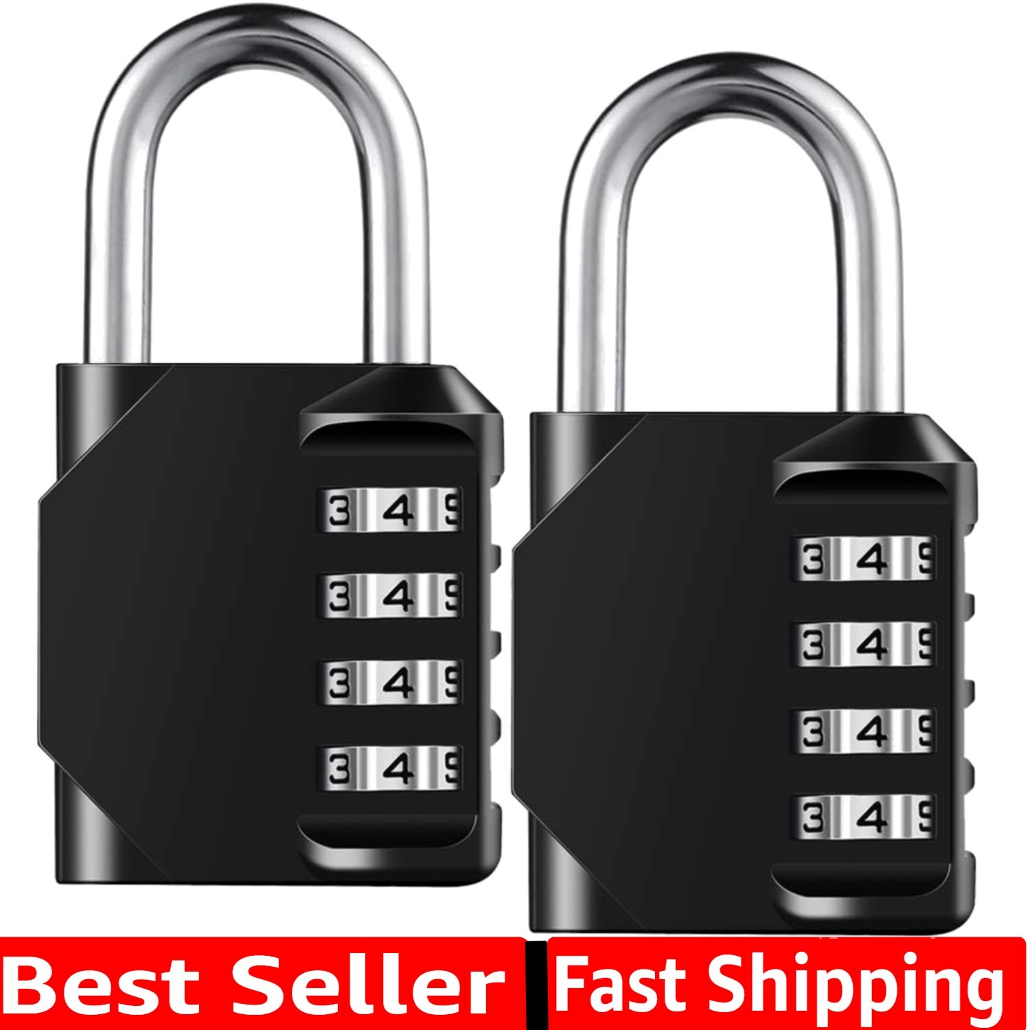 Combination Lock Resettable 4 Digit Padlock with Combination, Waterproof and ...