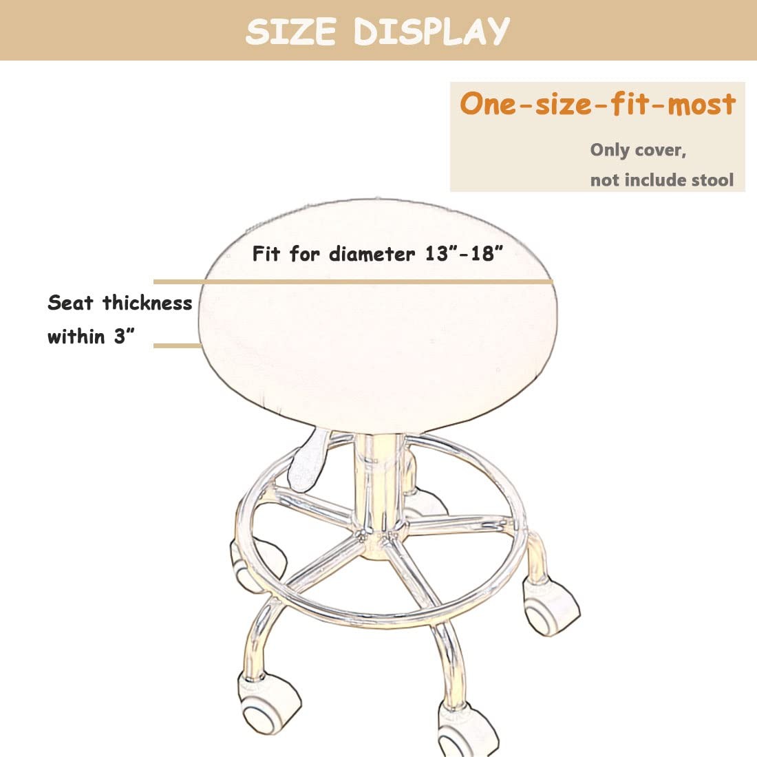 Round Stool Covers 4 Pack Round Bar Stool Covers with Elastic Stretch Barstoo...
