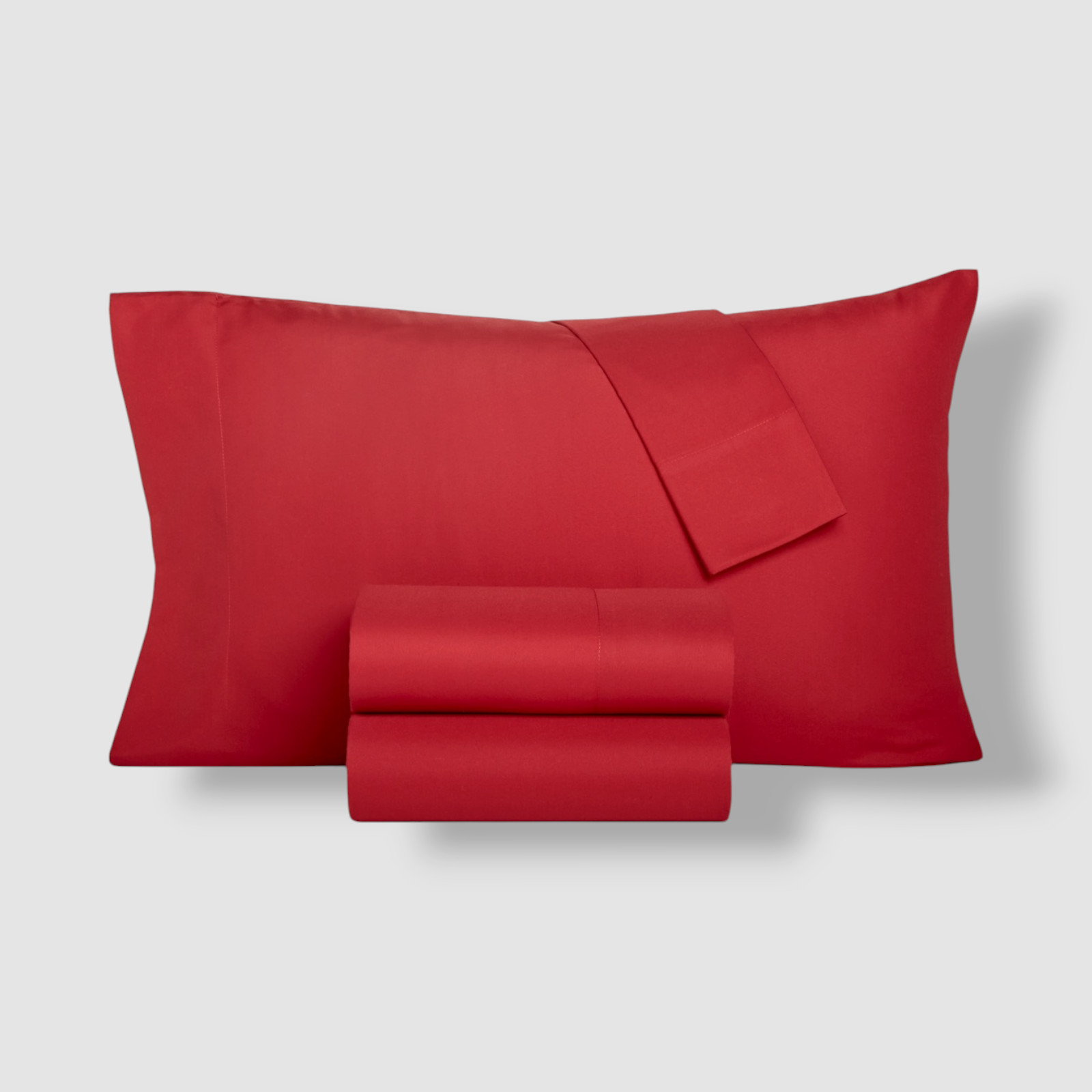 Home Design Red Solid Brushed Recycled Microfiber 4-Pc Sheet Set Size-Full