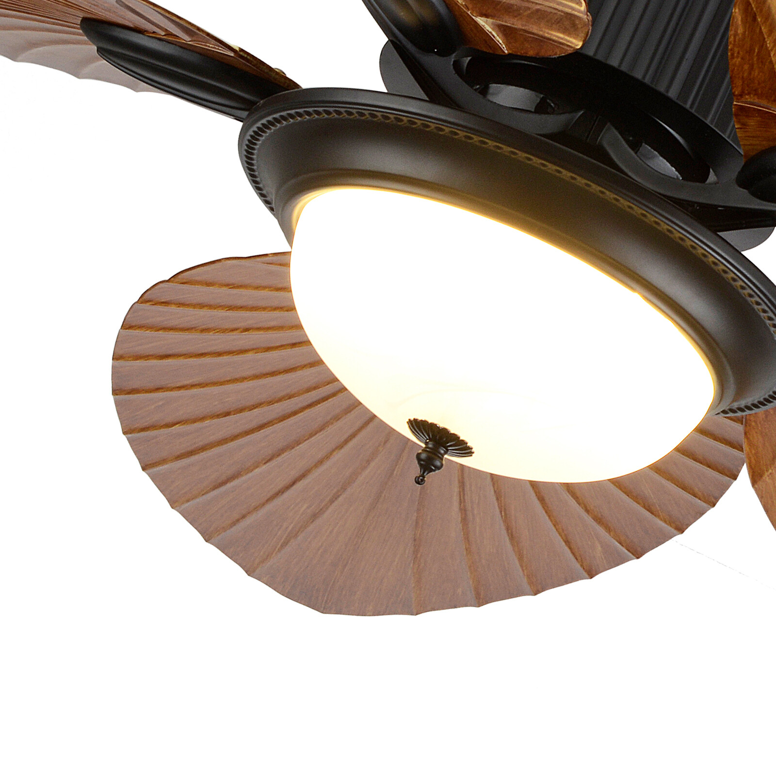Ceiling Fan Light 52" Tropical Palm Leaf Blades Chandelier Dimmable & Remote