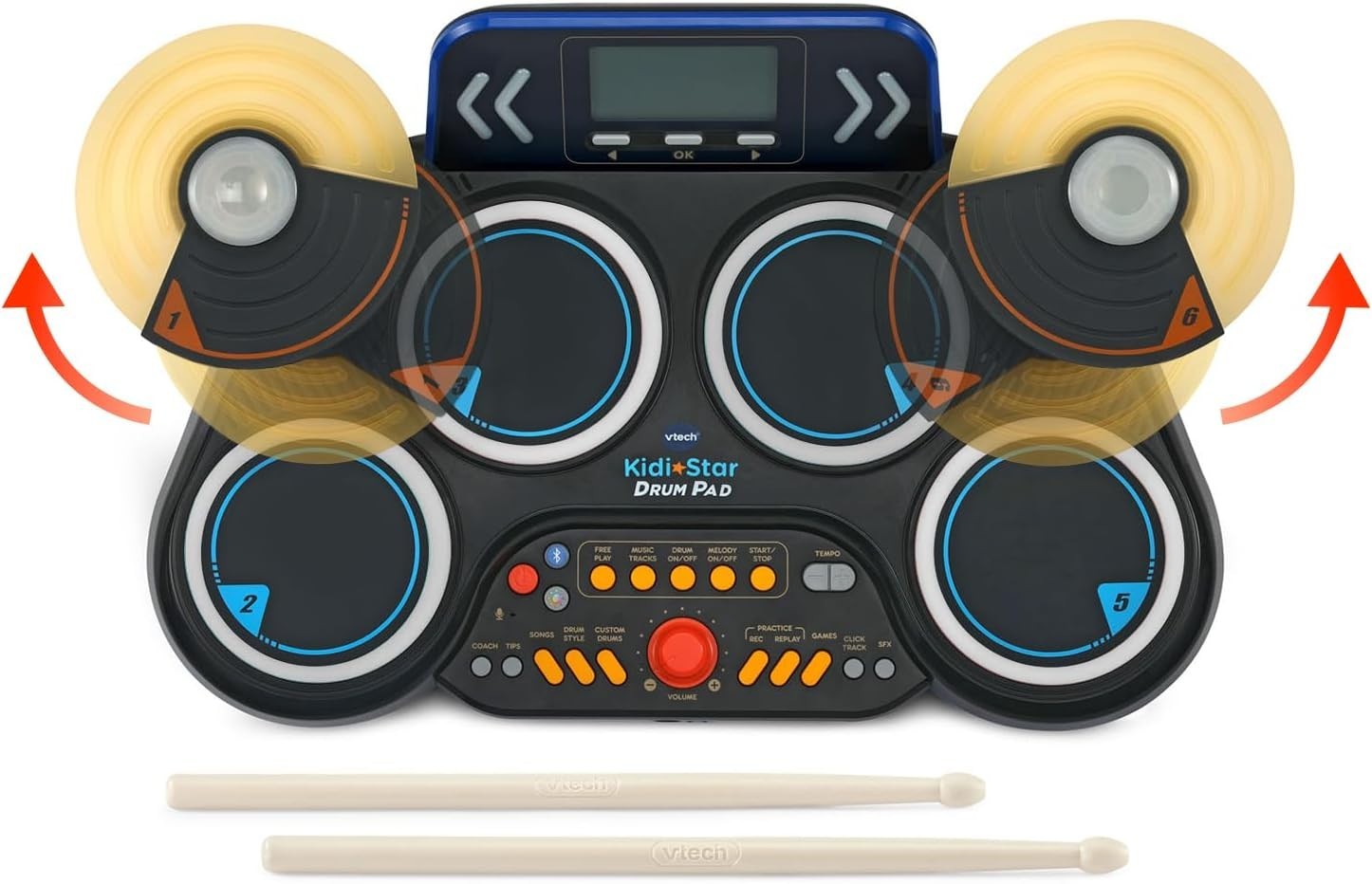 Kidi Star Black Drum Pad - Bluetooth Enabled with Recording & Learning Modes