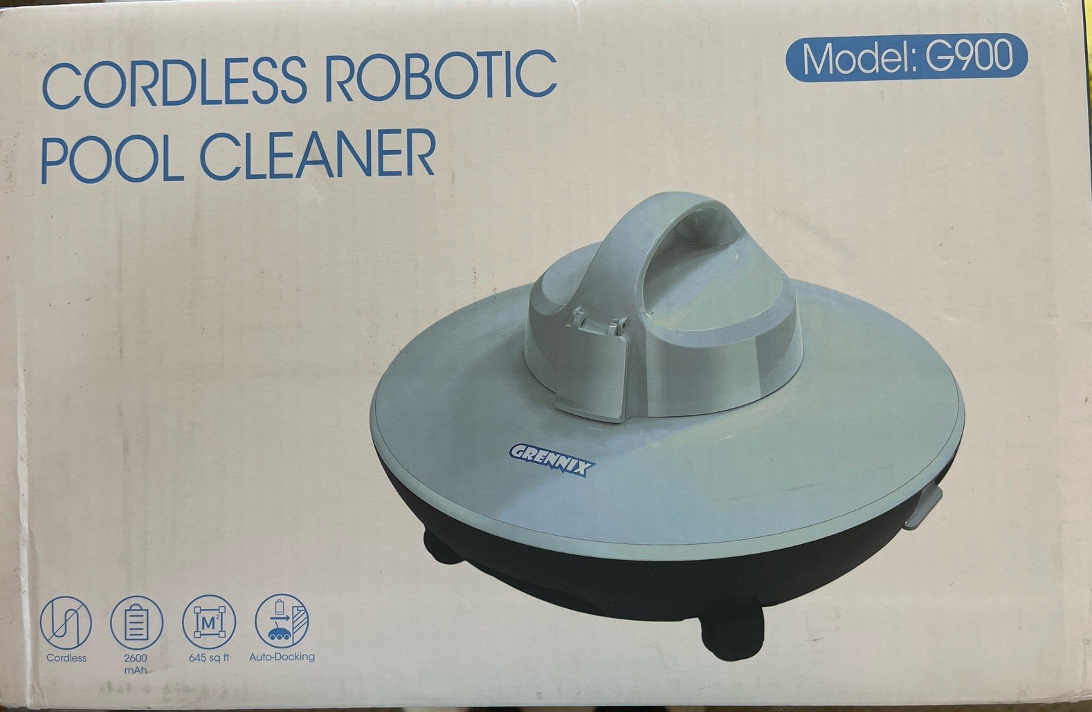 Grennix G900 Cordless Robotic Pool Cleaner 2600mAh 645 Sq Ft Auto-Docking NEW