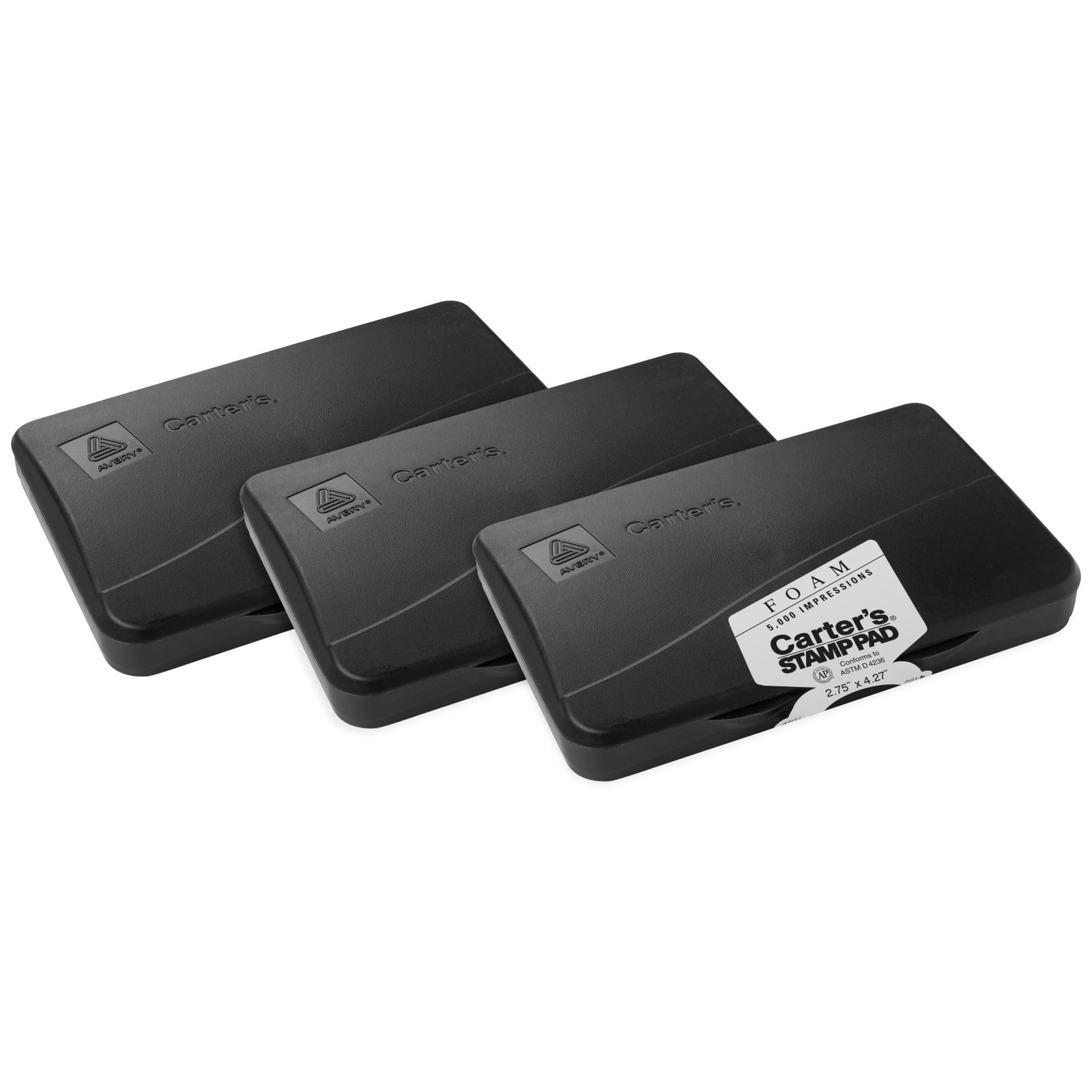 Carter's Foam Black Stamp Pad, 2.75 x 4.27 Inches, 3 Pack 25603