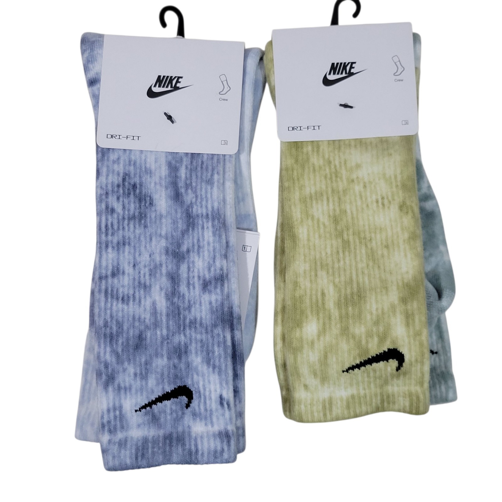 Nike Everyday Plus Crew Socks Tie Dye Men Size 12-15 Blue Green 4 Pairs (2 Pkgs)