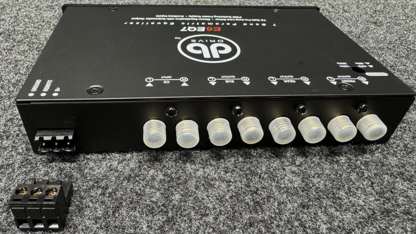 DB DRIVE OKUR E6 EQ7 7-BAND PARAMETRIC EQUALIZER 3 RCA OUTPUTS FRONT/REAR/SUB