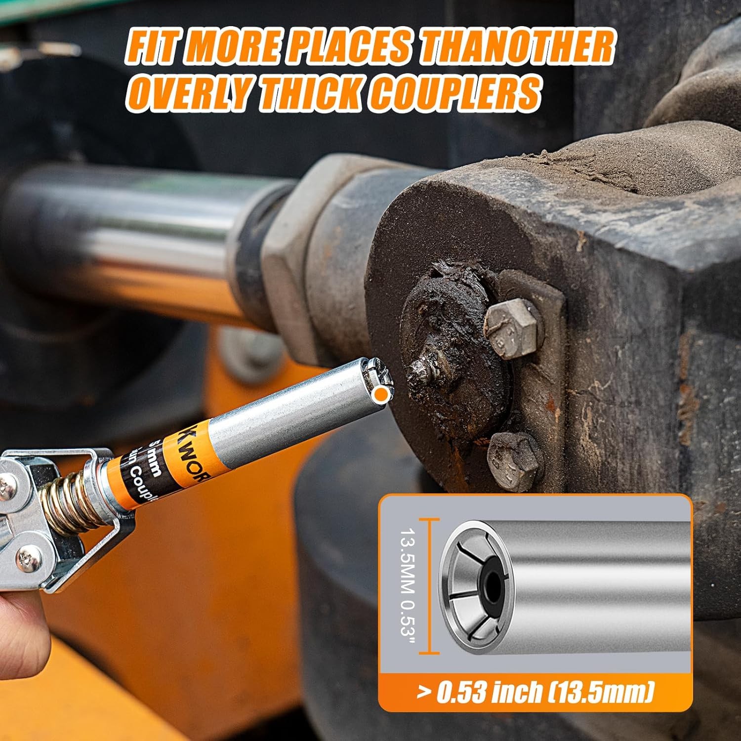 THINKWORK Grease Gun Coupler Set, Double Handle Extra Reach Strong Lock on Greas