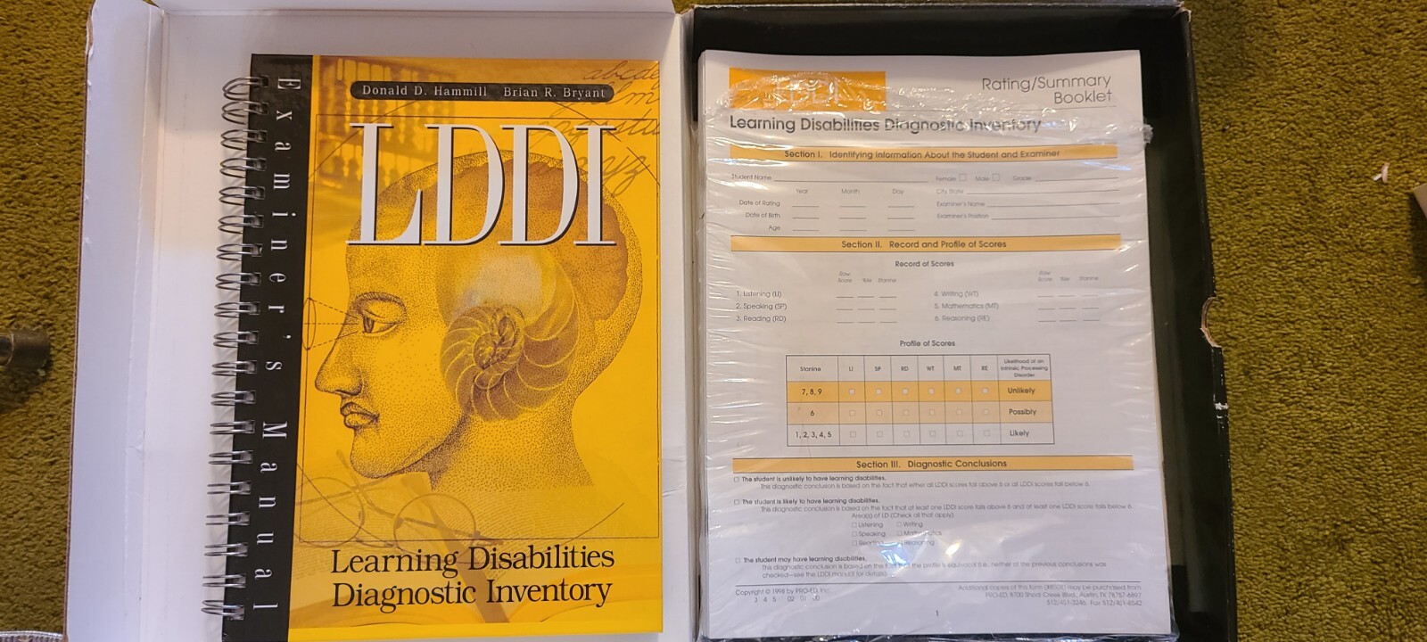 Learning Disabilities Diagnostic Inventory Testing Kit (Complete)