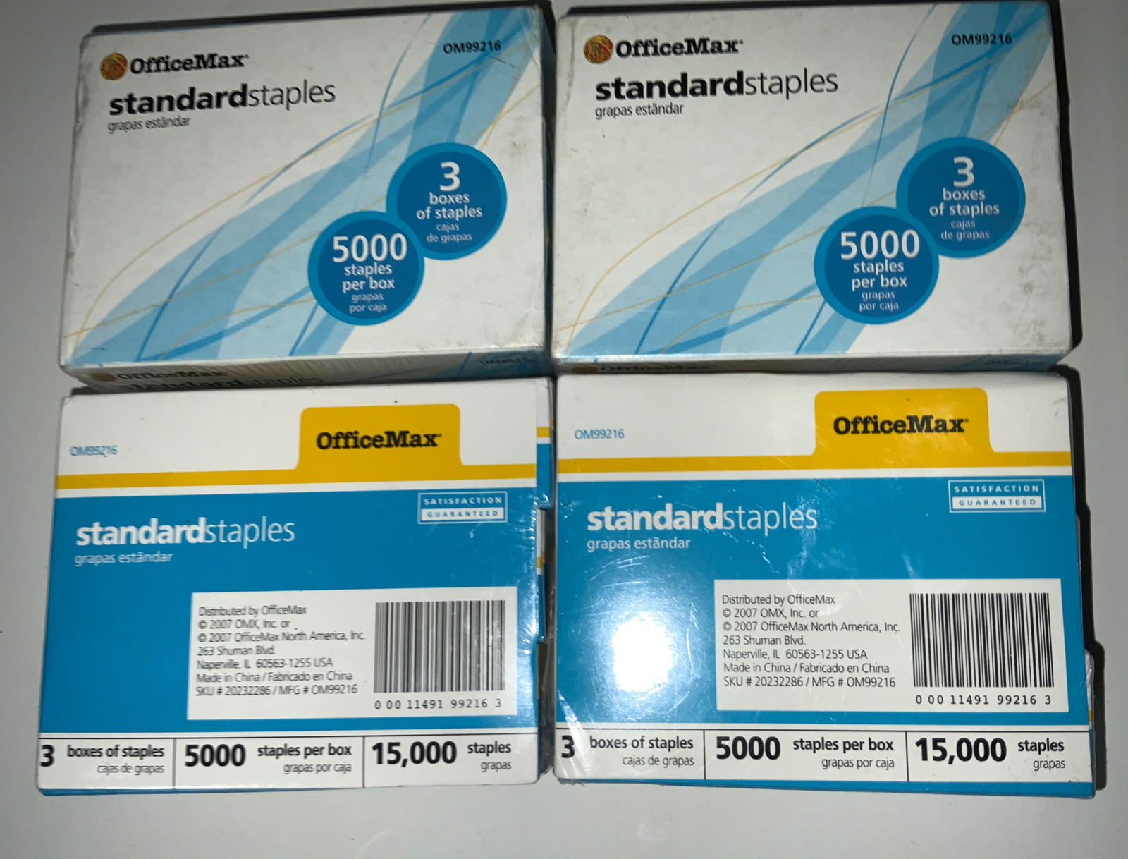 🧷 OFFICEMAX STANDARD STAPLES OM99216 👉4pks Of 3boxes Each👈 60,000staples 🆕