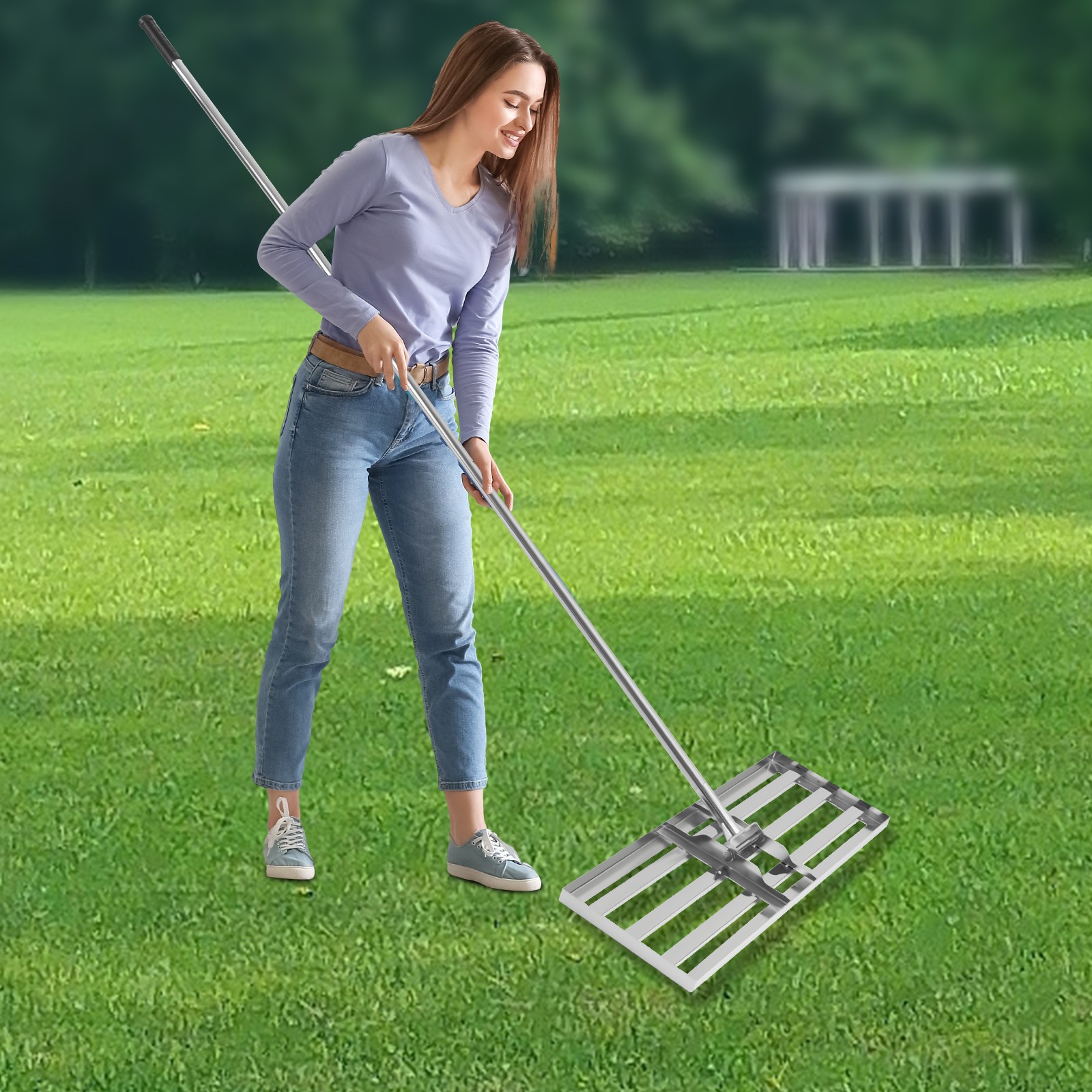 T-shaped Lawn Leveling Rake Soil Lawn Rake Lawn Leveling Tool with Handle