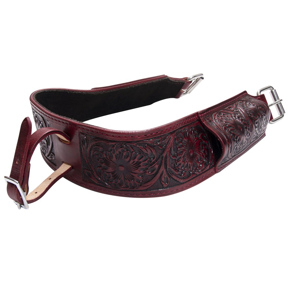 C-I205 Western Horse Saddle Girth Hilason Leather Cinch Floral Carved