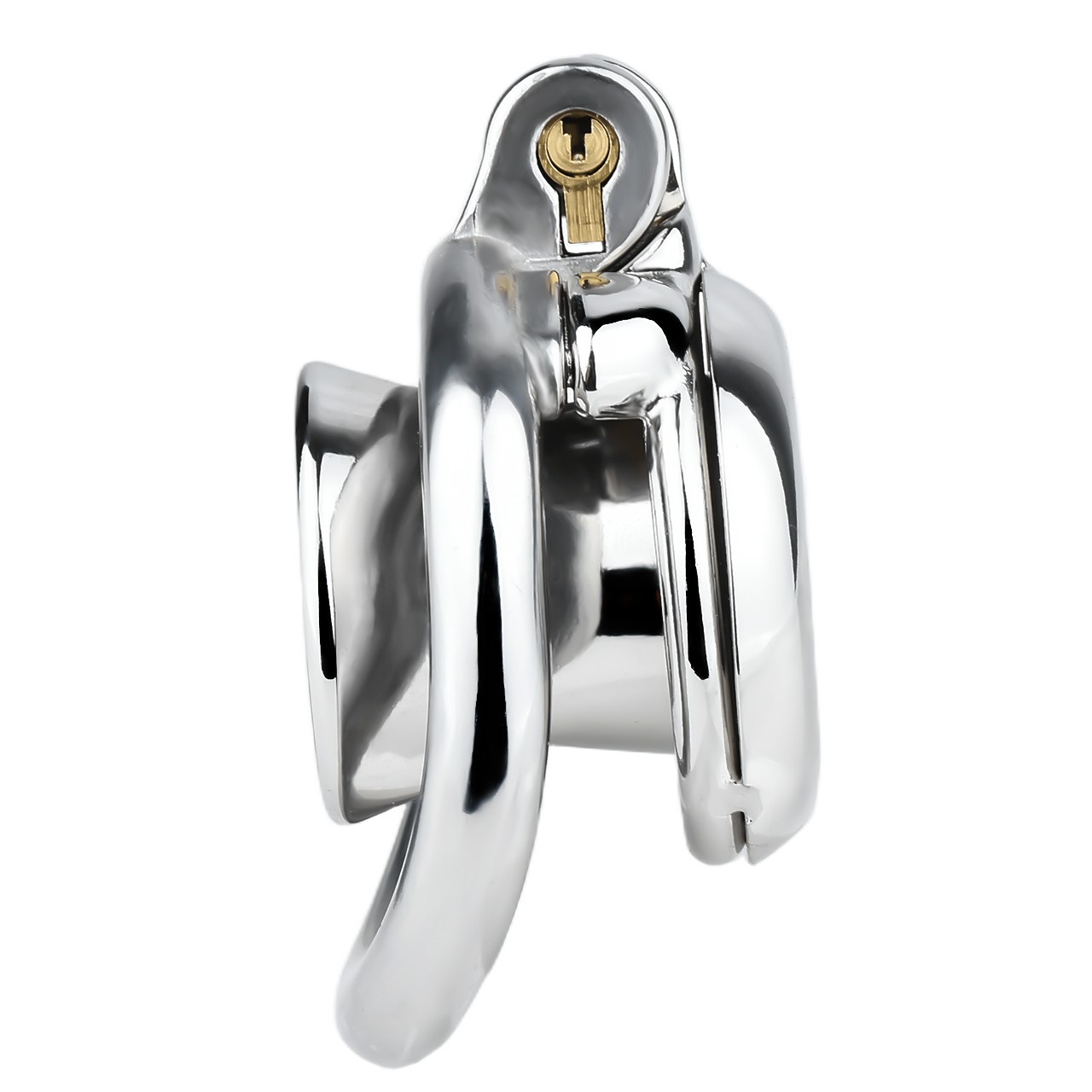 Men Chastity Cage Stainless Steel Flat Invert Lock Device Penis Restraint Cage