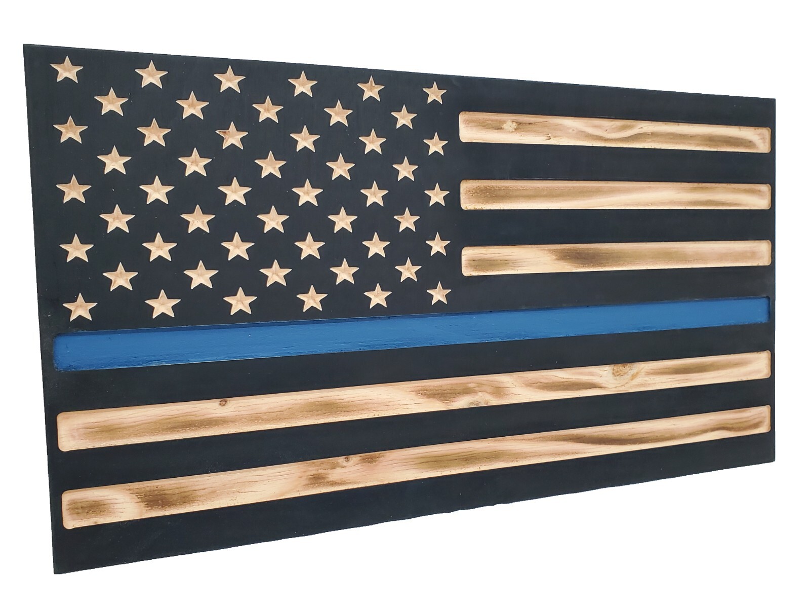 Thin Blue Line Flag Hidden Gun Storage Safe: Law Enforcement Related Gift