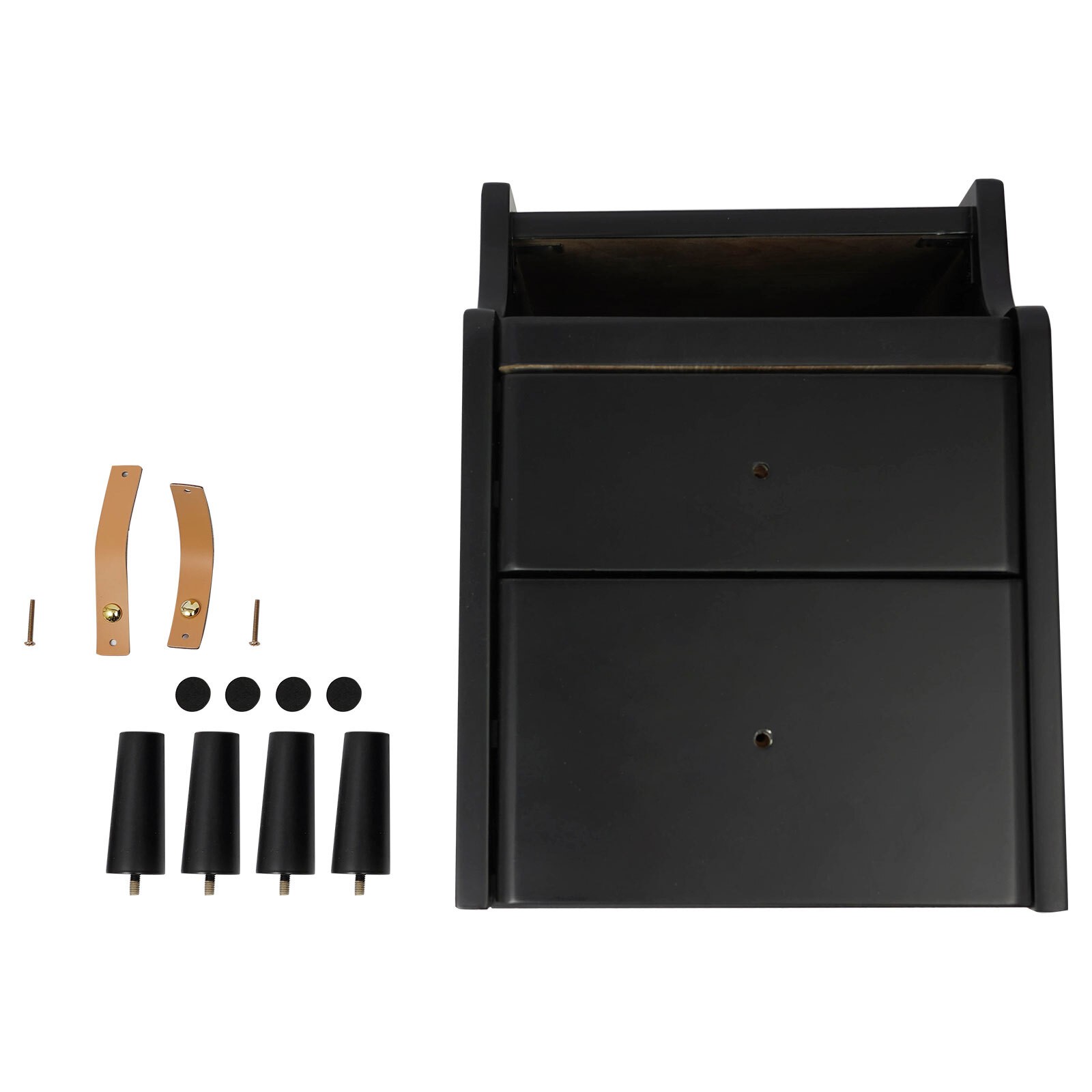2-Tier Bedroom Storage Cabinet Nightstand with 2 Drawers Modern Bedside Table