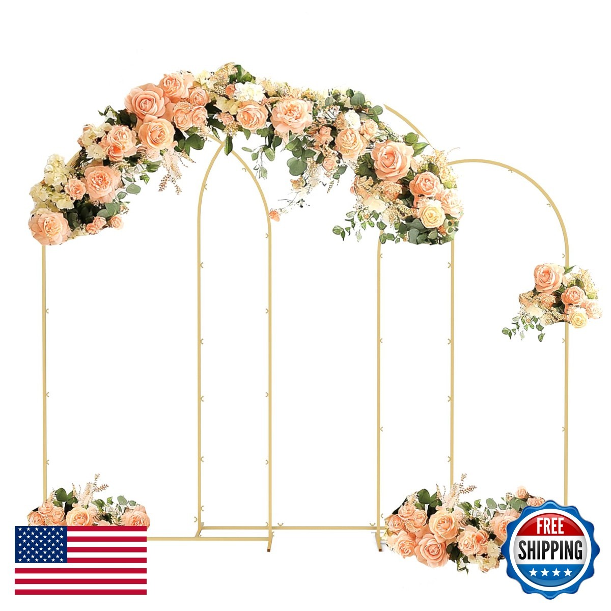 Babenest Gold Arch Backdrop Stand Set of 3, 6.6FT/7.2FT/8FT Balloon Arch Frame